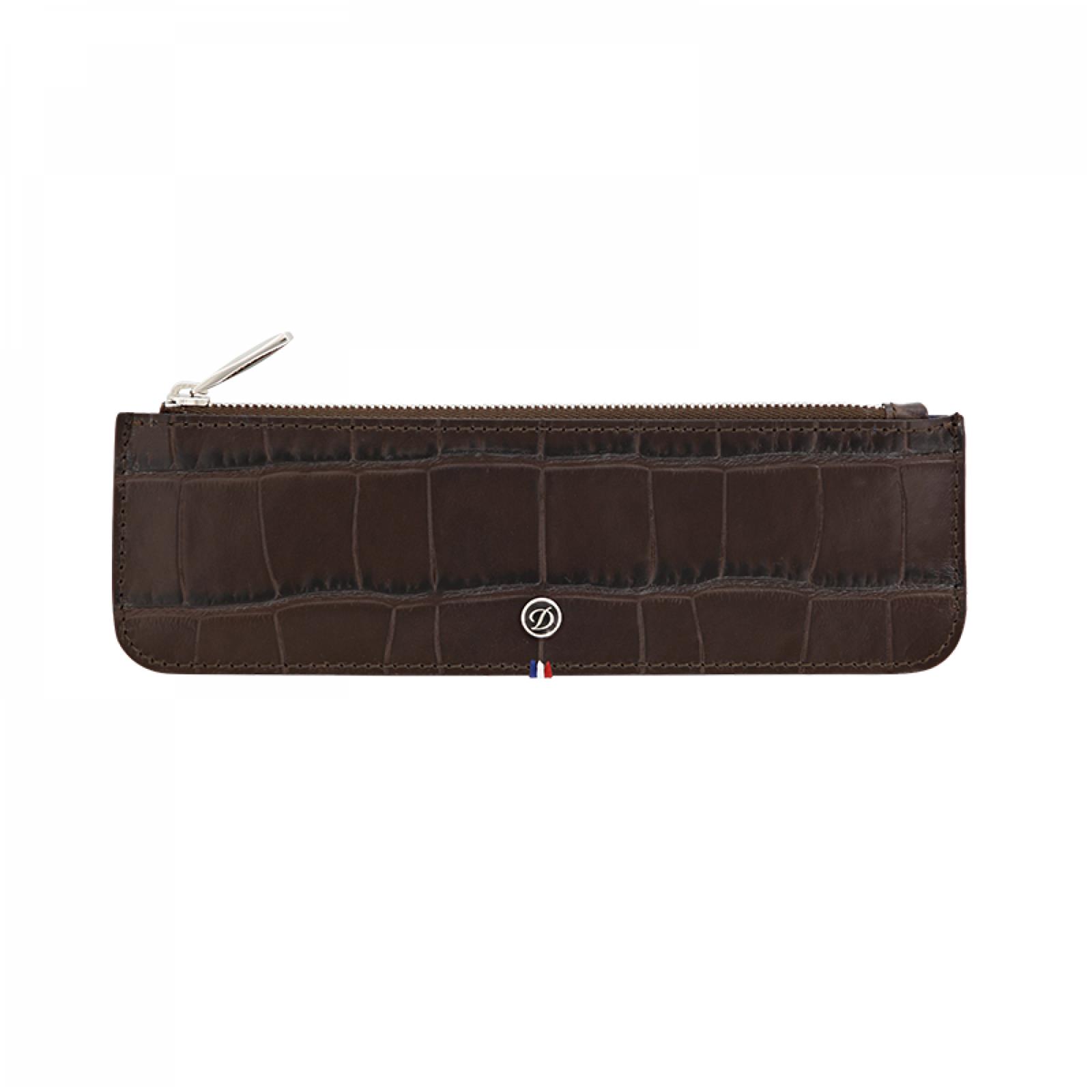 ZIPPERED PEN CASE CROCO DANDY BROWN