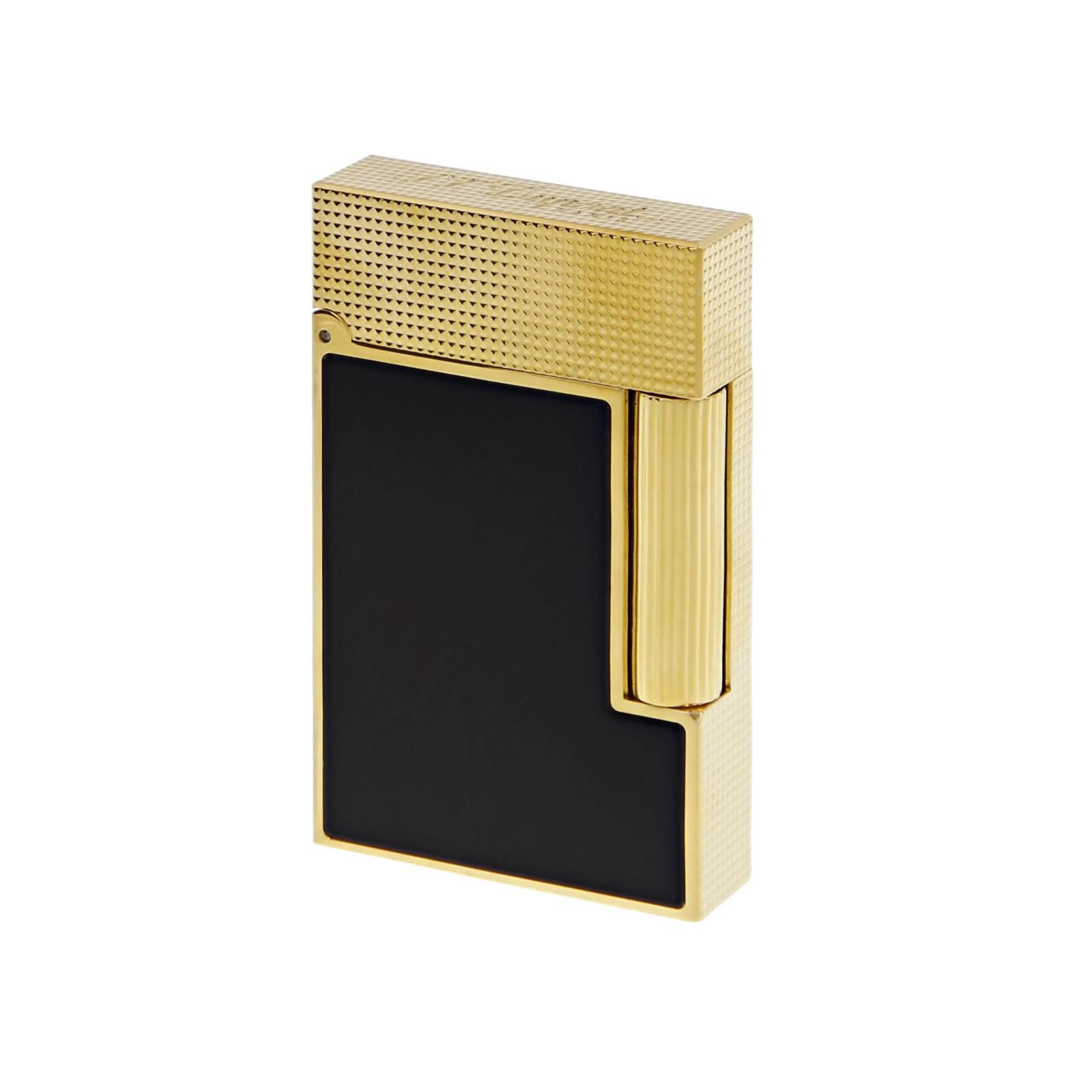 LIGNE2 MICRODIAMOND HEAD YELLOW GOLD AND MATTE BLACK LACQUER LIGHTER