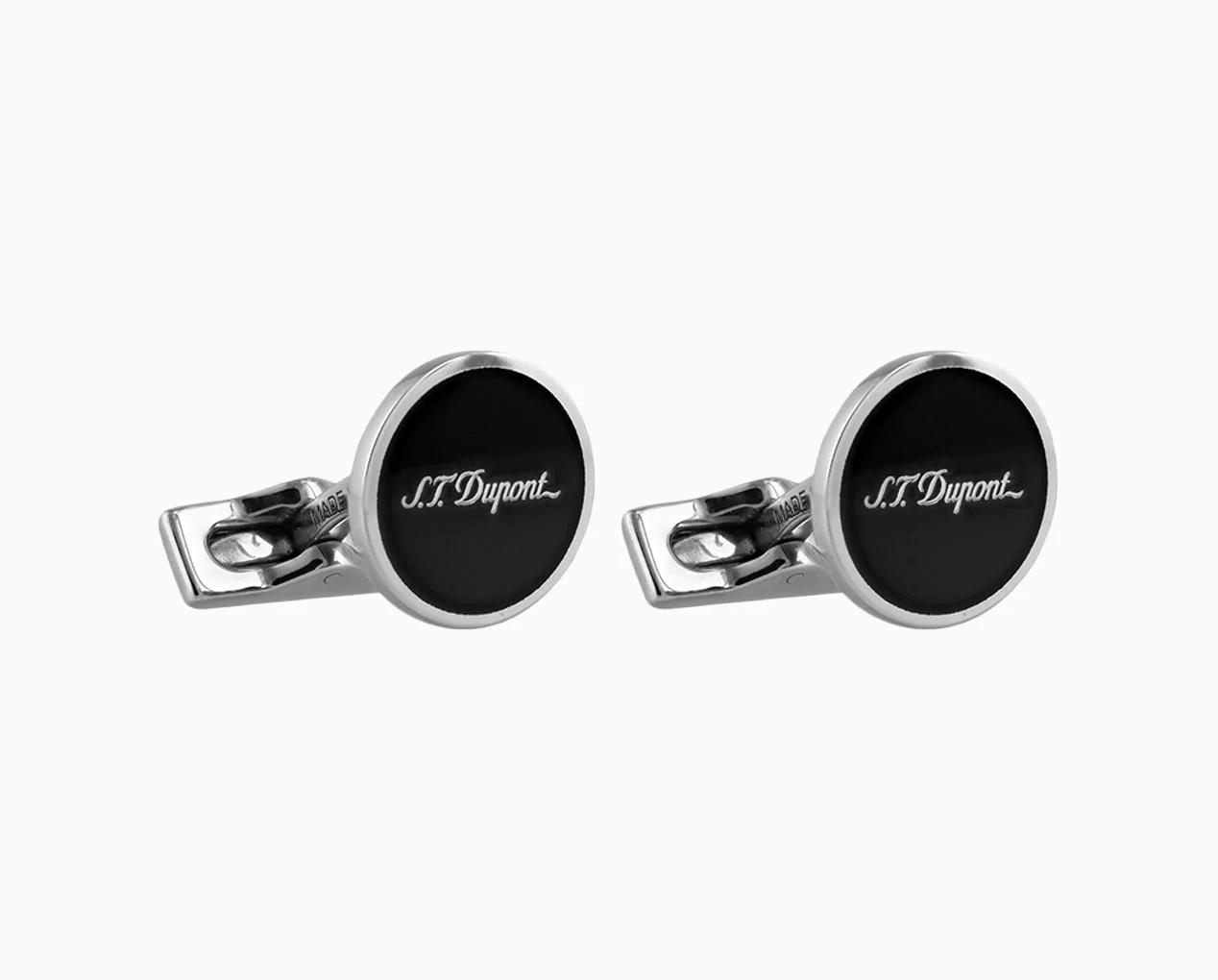 CUFFLINKS STD BLACK LAQ/SILVER
