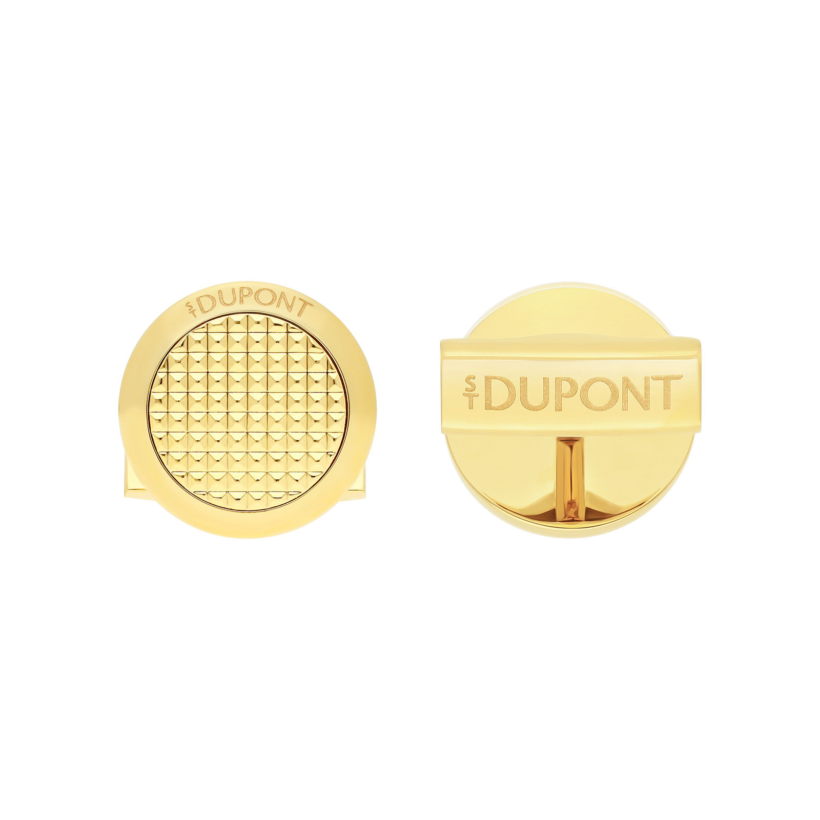 cufflinks Round diamond head cufflinks gold view 3